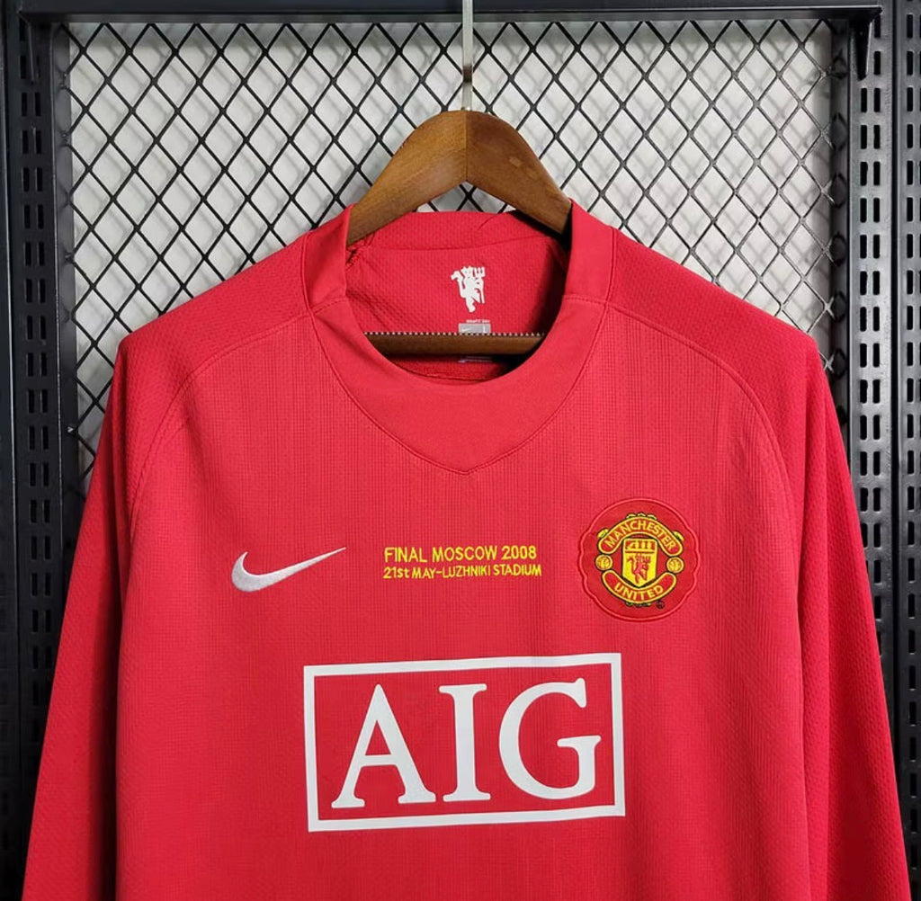 2007-2008 Retro Long Sleeve Manchester United Home Football Shirt 1:1